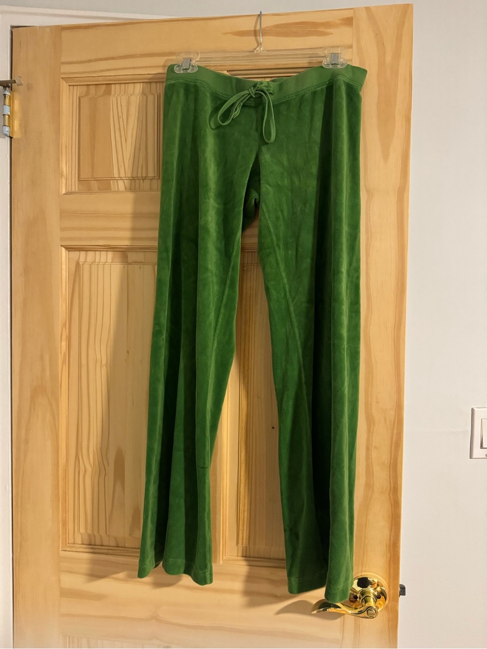 Juicy Couture Green Velour Wide-Leg Drawstring Pants